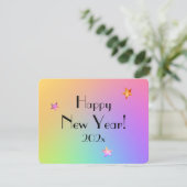 Name || Happy New Year Gradient Rainbow and Gold Feestdagenkaart (Staand voorkant)