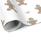 Name, Holiday Gingerbread Man Pattern 29in x 6ft Cadeaupapier (Rol Hoek)