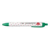 Name || Holiday Green Trim, Red Polka Dots & Tree Zwarte Inkt Pen (Bodem)