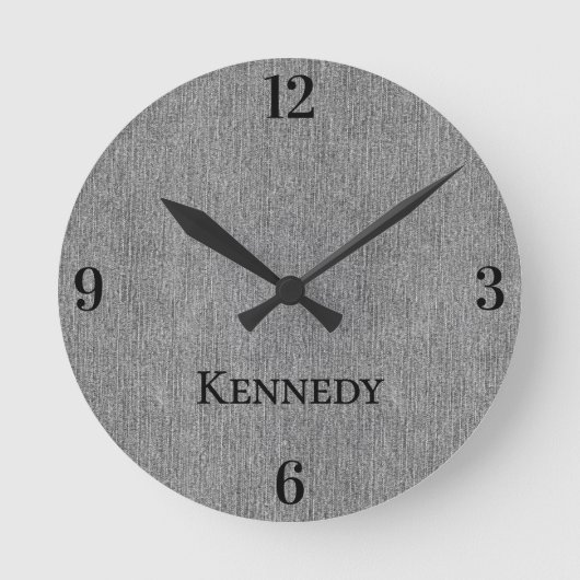 Name || Home Office Classic Grey Denim Print 8-in Ronde Klok (Voorkant)