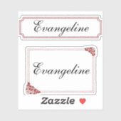 Name in Cursive Script with Burgundy Borders Sticker (Vel)