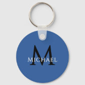 Name Initial Blue Personalized Groomsmen Favor Sleutelhanger (Voorkant)
