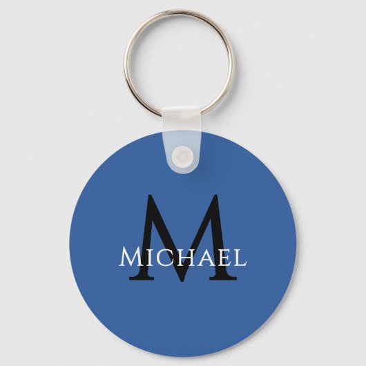 Name Initial Blue Personalized Groomsmen Favor Sleutelhanger (Voorkant)