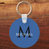 Name Initial Blue Personalized Groomsmen Favor Sleutelhanger (Achterkant)