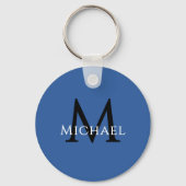 Name Initial Blue Personalized Groomsmen Favor Sleutelhanger (Achterkant)