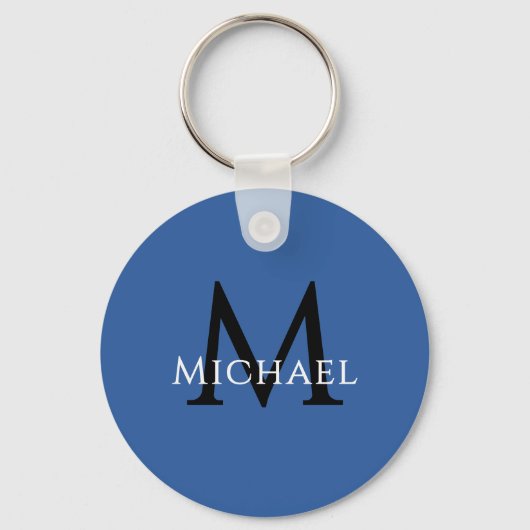 Name Initial Blue Personalized Groomsmen Favor Sleutelhanger (Achterkant)