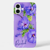 Name & Initial hibiscus blue purple ipad case (Achterkant)