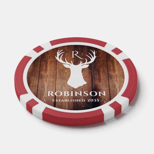 Name Initials Monogram Rustic Deer Antler Simple Poker Chips (Enkel)