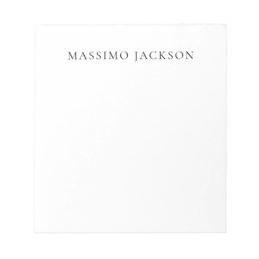 Name Minimalist Modern Plain Simple Black White Notitieblok (Voorkant)
