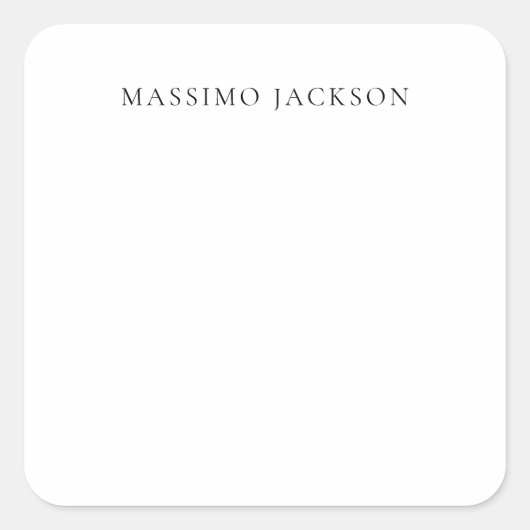 Name Minimalist Modern Plain Simple Black White Vierkante Sticker (Voorkant)