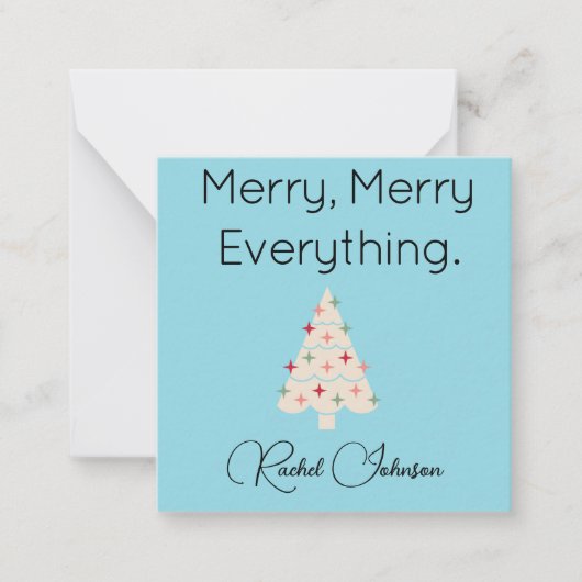 Name || Modern Merry Mini Holiday Flat Note Card Notitiekaartje (Voorkant)