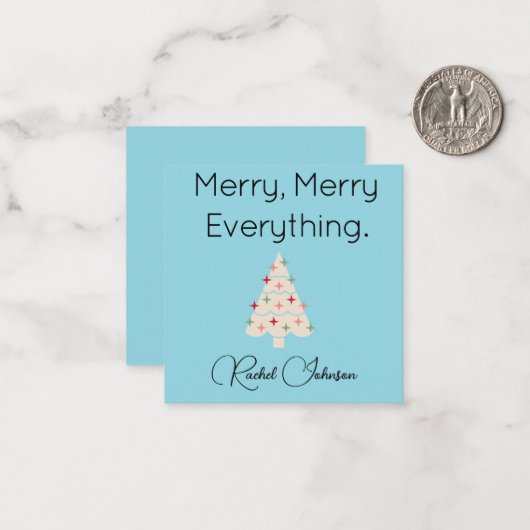 Name || Modern Merry Mini Holiday Flat Note Card Notitiekaartje (Voorkant / Achterkant in situ)