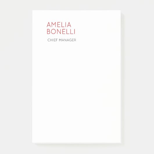 Name Modern Minimalist Professional Plain Casual Post-it® Notes (Voorkant)