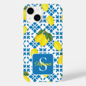 Name Monogram French Country Tile Lemon Pattern  Case-Mate iPhone Case (Achterkant)