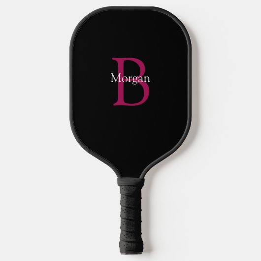 Name & Monogram on Black Pickleball Paddle (Voorkant)