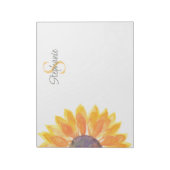 Name Monogram Watercolor Sunflower Notitieblok (Linkerzijde)