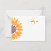Name Monogram Yellow Sunflower  Notitiekaartje (Voorkant)