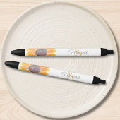 Name Monogram Yellow Sunflower Zwarte Inkt Pen