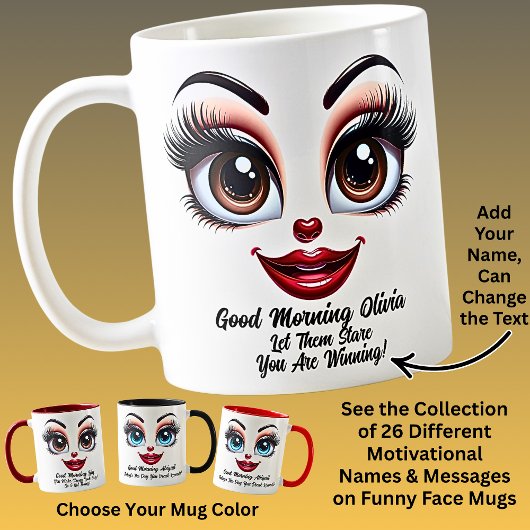 Name Motivation Olivia Fabulous Eyes Funny Face Koffiemok