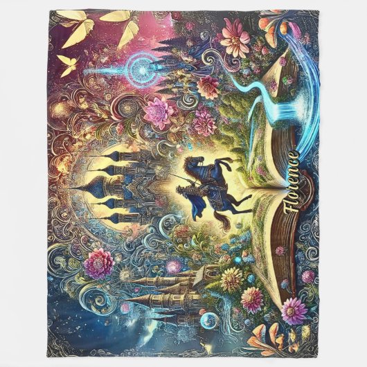 Name, Mythical Horse  Rider Castles Adventures  Fleece Deken (Voorkant)