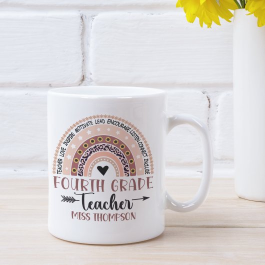 Name of 4Th grade teacher, Cute Rainbow Koffiemok