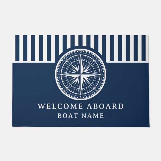 Name of your Boat Nautical Compass Deurmat (Voorkant)
