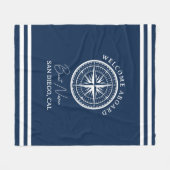 Name of your Boat Nautical Navy blue Fleece Deken (Voorkant (Horizontaal))