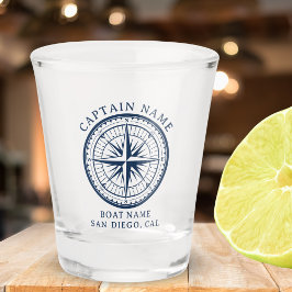 Name of your boat Nautical Vintage Compass Shot Glas