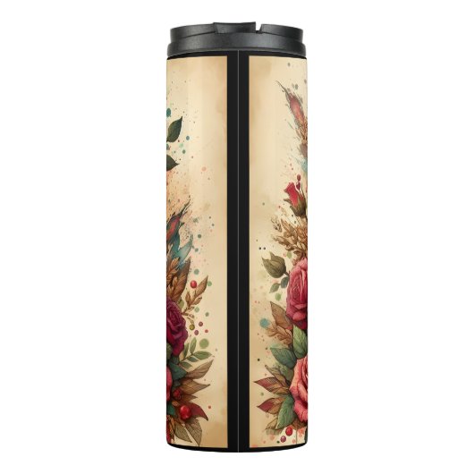 Name, Old Books & Roses Floral  Thermosbeker (Achterkant)