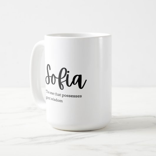 Name on Mug: Sofia  Koffiemok (Voorkant links)