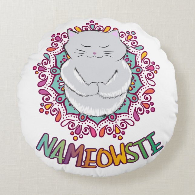 Name owste Cat Pillow Rond Kussen (Voorkant)