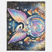 Name, Pastel Baby Dragon Pink Blue on Dark Fleece Deken (Voorkant)