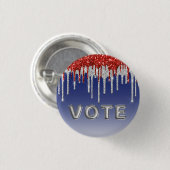 Name: Patriotic Red White Glitter Drip Blue Vote Ronde Button 3,2 Cm (Voorkant /achterkant)