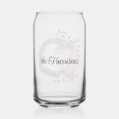 Name, Peace Pink Poinsettia Wreath 16oz Blikvorm Glas (Achterkant)