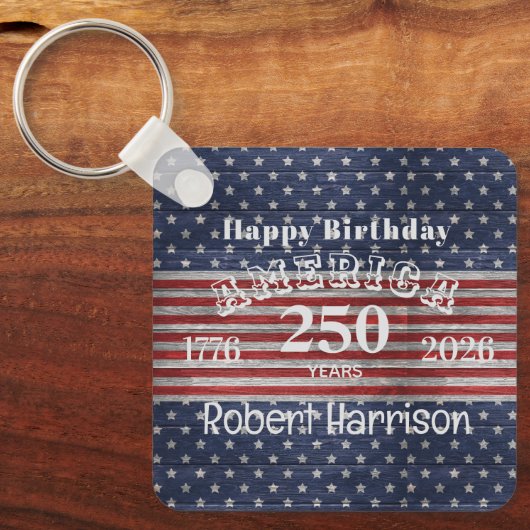 Name, Photo or Logo Happy Birthday America Sleutelhanger (Voorkant)