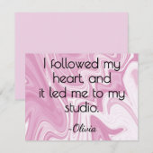 Name, Pink and White Marbled Ink All-Occasion Flat Notitiekaartje (Voorkant / Achterkant)