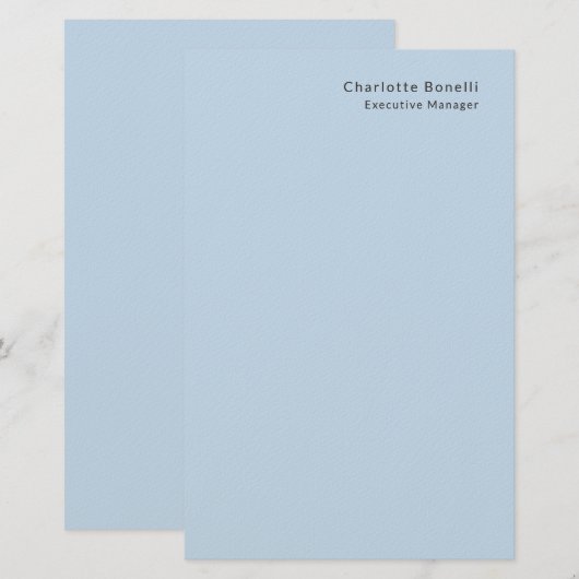 Name Professional Modern Minimalist Blue Briefpapier (Voorkant / Achterkant)