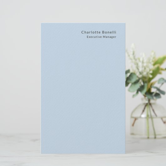 Name Professional Modern Minimalist Blue  Briefpapier (Staand voorkant)