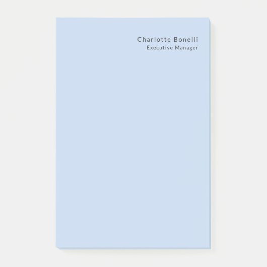 Name Professional Modern Minimalist Blue Post-it® Notes (Voorkant)