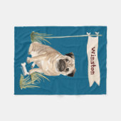 Name Pug Pet Dog Fleece Deken (Voorkant (Horizontaal))