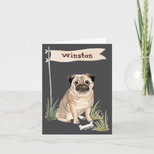 Name Pug Pet Dog  Kaart (Voorkant)