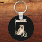Name Pug Pet Dog  Sleutelhanger (Voorkant)