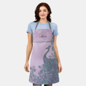 Name, Purple and Teal Decorative Peacock Pattern Schort (Gedragen)