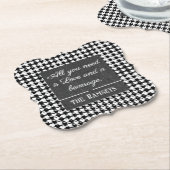 Name Quote. Black & White Houndstooth Bracket Kartonnen Onderzetters (Gekanteld)