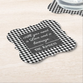 Name Quote. Black & White Houndstooth Bracket Kartonnen Onderzetters