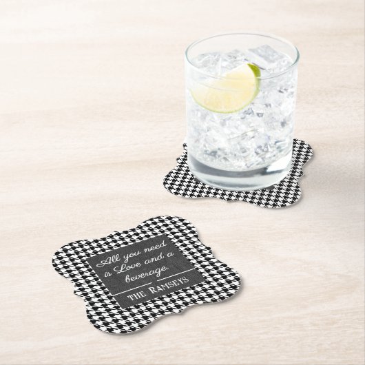 Name Quote. Black & White Houndstooth Bracket Kartonnen Onderzetters (Insitu)