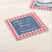 Name Quote. Red & White Check, Blue Denim Print Kartonnen Onderzetters (Schuin)