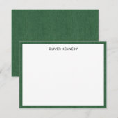 Name || Rich Forest Green Denim Print Frame Notitiekaartje (Voorkant / Achterkant)