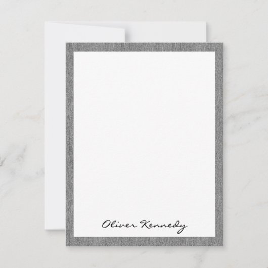 Name || Rustic Light Grey Denim Print Frame Notitiekaartje (Voorkant)