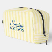 Name Script Vintage Yellow Stripe Toilettasje (Rechterhoek)
